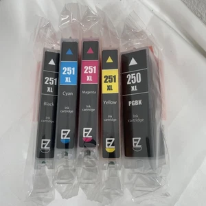 EZink Ink Cartridges PGI250XL CLI251XL Magenta, PGBK, Black, Yellow, Cyan Sealed - Picture 1 of 2