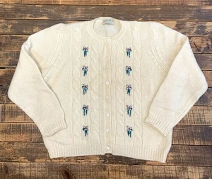 Cárdigan vintage LL Bean Shetland lana XL floral marfil casa núcleo tejido suéter - Imagen 1 de 8