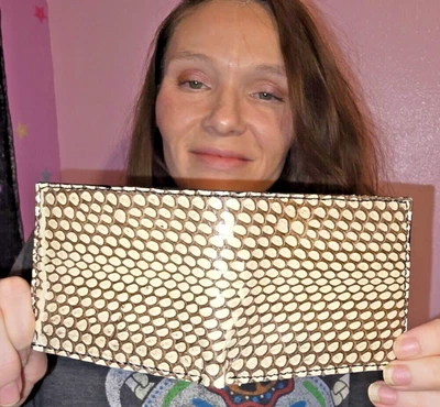 Cartera Cobra PIEL Doble Plegable Hombres Billetera Gator Original Bolsillo Delgado NUEVA Auténtica Foto 1 de 4