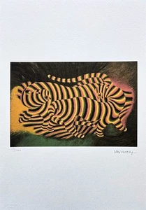 VICTOR VASARELY - Two Tigers - signed, numbered edition 135/500, 35x50cm - Picture 1 of 5