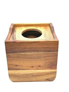 Wood Tissue Box Holder With Open Oval Center Design - Picture 1 of 11