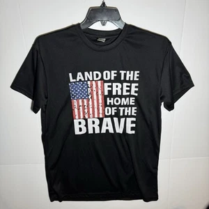 Land Of The Free Home Of The Brave American Flag Large Moisture Wicking T-shirt - Picture 1 of 7