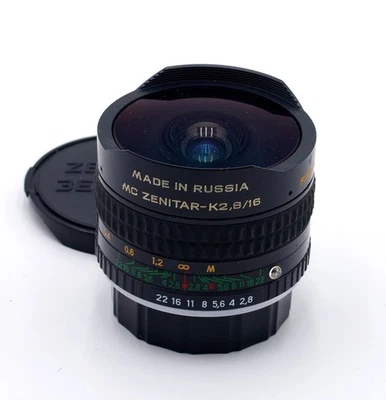 Lente ojo de pez MC Zenitar-K 16 mm F/2,8 para cámaras Pentax con montura K **Vendedor de EE. UU.** Foto 1 de 4