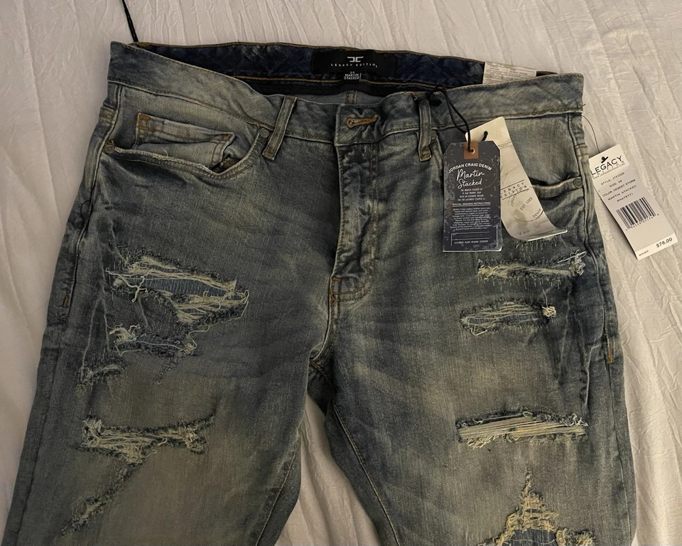 Pantalones de mezclilla para hombre Jordan Craig desgastados Foto 1 de 3