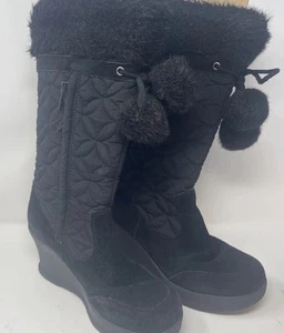 Report Bommel gesteppte Lederstiefel Damengröße 8,5 schwarz Stiefel Y2K - Bild 1 von 15