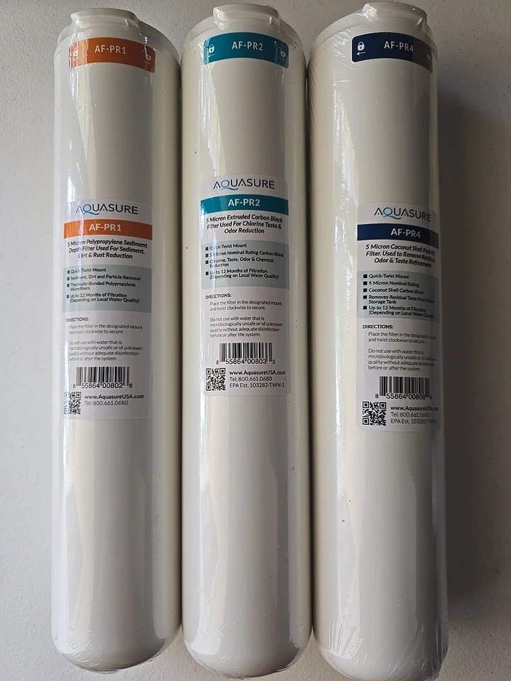 AQUASURE AF-CP75 Reverse Osmosis 4 Stages Water Filter  Cartridges 3 Pack Only - Image 1 of 1