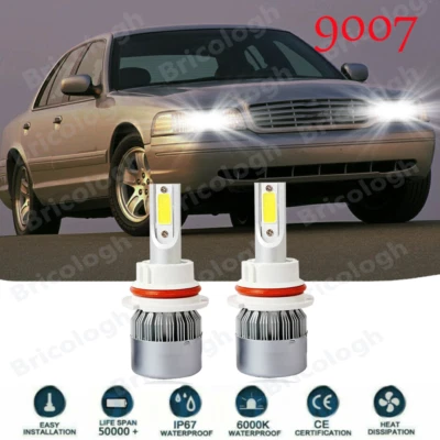 Lâmpadas de farol LED feixe Hi-Lo para Ford Crown Victoria 1999-2011 9007 HB5 6000K - Imagem 1 de 4