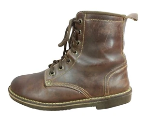 Vintage LL Bean Women's Brown Oiled Leather Casual Mid Boots Size 7 - Picture 1 of 9
