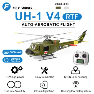 Fly Wing UH1 V4 RC Hubschrauber  M10 GPS H1 Höhe halten EU 4 Rotorblätter - Bild 1 von 4