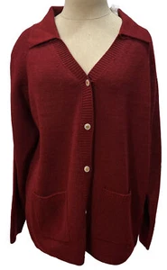 Lilly Of California Knitted Red Cardigan sweater Vintage 1980’s Size PXL - Picture 1 of 7