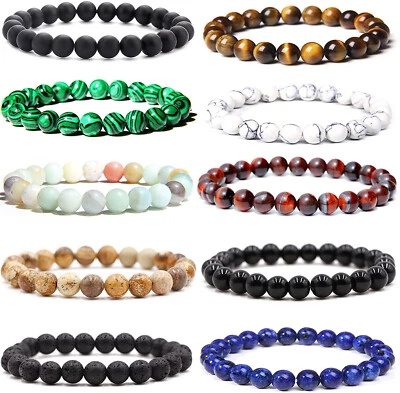 10PCS Wholesale 8mm Semi-Precious Gemstone Bracelet Set Healing Crystal Bracelet - Image 1 of 4