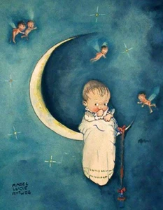 Baby , Fairy Babies on Moon 2 by Lacy Atwell 8 x 10 - Picture 1 of 1