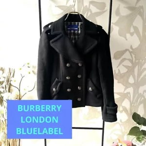 BURBERRY LONDON wool Napoleon coat Nova check black size 38 (M) Used - Picture 1 of 15