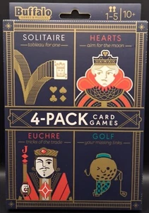 Buffalo Games - 4-Pack Card Games: Solitaire, Hearts, Euchre & Golf NEW, sealed - Picture 1 of 2