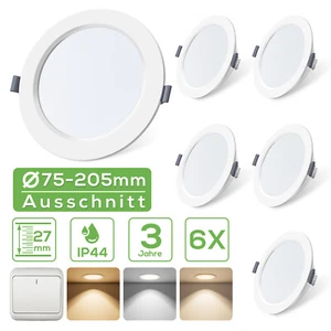 LED Panel Einbaustrahler 230V Deckenleuchte Ultra Flach rund slim Bad Spot 4-20W - Bild 1 von 18