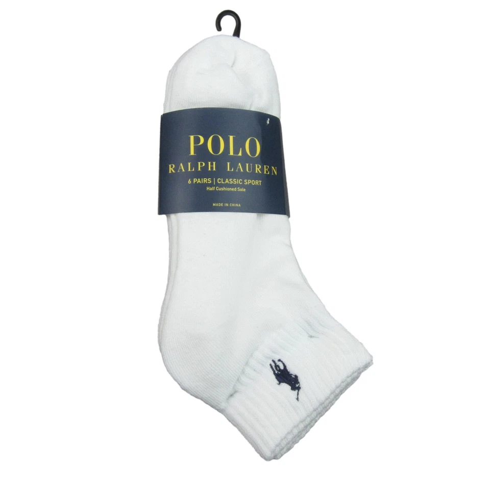 Polo Ralph Lauren Athletic 12 Pairs Men's Classic Sport Socks White Navy Pony
