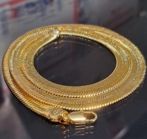 *14k* Collana a spina di pesce marcata ORO PLACCATO 7mm catena 20" *MADE IN ITALY* L15 - Foto 1 di 10