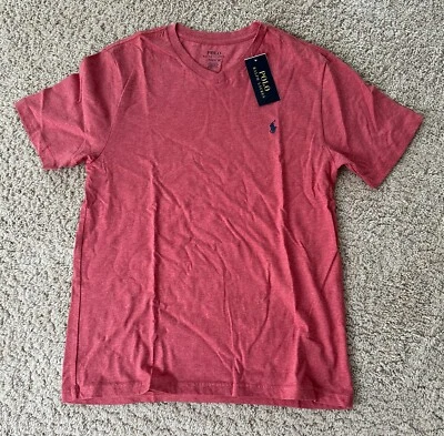 NUEVO CON ETIQUETAS Ralph Lauren POLO Juvenil Rojo Cuello Manga Corta Camiseta Logo Poni L 14-16 Foto 1 de 2