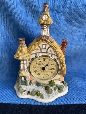 Vtg Father Time Little Cottage Clock Hand Made Hand Painted Lon Hebert - Image 1 of 4
