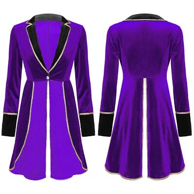 Casaco feminino veludo steampunk circo cauda de andorinha cosplay fantasia blazer jaqueta - Imagem 1 de 2