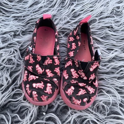 TOMS Alpargata TRex Toddler Girls Pink Flats Casual Glow In The Dark As 8 Dino - Image 1 of 4