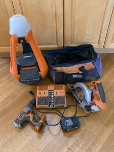 RIDGID 18V Cordless Tool Set – Drill, Saw, Impact Driver, Light, Vac, Charger - Picture 1 of 24