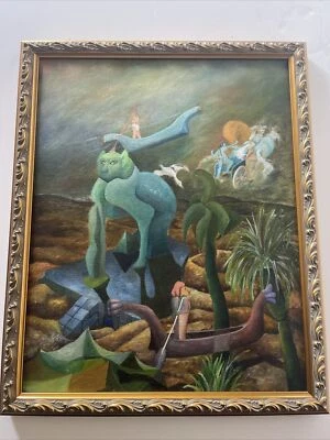 Charles elmer Harris Painting Abstract Surrealism Modernism Listed Ben E Kosh - Image 1 of 4