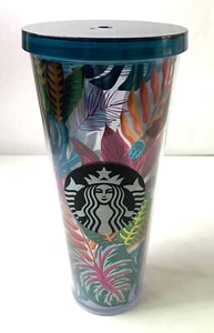 Starbucks Metallic Tropical Leaves Bugs Aloha Venti Tumbler 24 oz - Picture 1 of 11