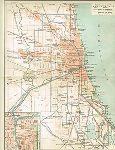 Mapa de CHICAGO 1894 Gráfico Original - Imagen 1 de 1