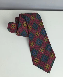 GIEVES & HAWKES Red Green Blue Geometric 100% Silk Tie Made in Italy - Picture 1 of 5