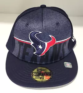 HOUSTON TEXANS 2023 New Era 59FIFTY NFL Training Cap Fitted Navy Hat 7 1/8 - Picture 1 of 13
