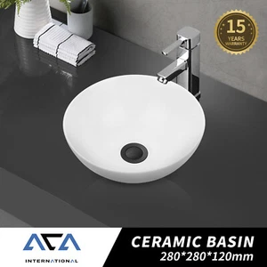 280mm Round Bathroom Ceramic Basin Above Counter Top Hand Wash Bowl Sink White - Picture 1 of 5