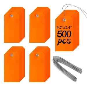 500 Pieces Plastic Shipping Tags with Wire Waterproof Hang Tags Heavy Duty La... - Picture 1 of 7