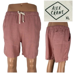 Alex Crane Mens XL Shorts 100% Linen 6.5" Woven Drawstring Pockets Salmon EUC - Picture 1 of 9