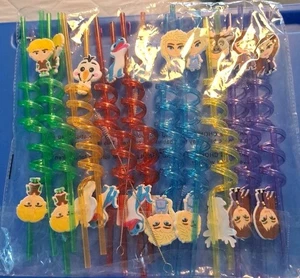 Disney's Frozen Reusable Party Straws Set Of 20 Please 2 Cleaning Brushes New - Picture 1 of 3
