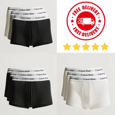 CALVIN KLEIN CK Boxers 3pk Mens Trunks Black/White/Grey UK Stock
