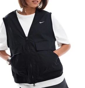 BNWT Women’s NIKE Black Woven Cargo Vest Gilet Waistcoat Size XL RRP £79.99 - Picture 1 of 5