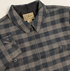 L.L.Bean Men L Wool/Nylon Maine Guide Zip-Front Jac-Shirt with PrimaLoft, Plaid - Picture 1 of 13