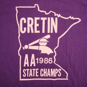 Vintage Single Stitch Cretin Derham Hall AA 1986 State Champs Minnesota T Shirt  - Picture 1 of 8