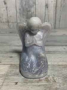 Boyd Large Glass Praying Angel Iridescent White & Blue Slag Color Marked - Picture 1 of 8