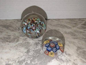 (2) Pisapapeles de vidrio vintage estilo Murano flor y confeti lava G1108 - Imagen 1 de 15