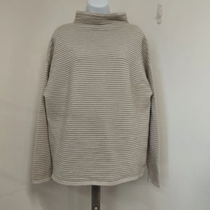 Suéter Tahari Mujer Talla Grande Beige Metálico Dorado Acanalado Cuello Simulado Manga Larga - Imagen 1 de 16