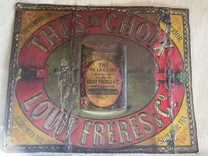 ORIGINAL THES DE CHOIX LOUIT FRERES SUERIOR TEE SHOW KARTE BLECHSCHILD NICHT EMAILLE - Bild 1 von 9