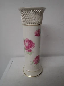 Schöne große antike Max Rösler Vase mit Rosenmalerei und Goldrand - Bild 1 von 11