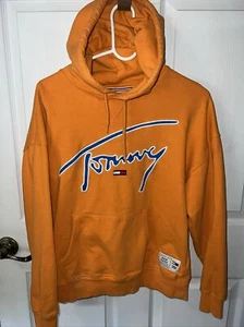 Tommy Hilfiger Men's Sweatshirt Sweater Small Orange Motif Crew Neck Hoodie - Picture 1 of 8