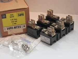 NEW ALLEN BRADLEY 1491-N125 X-401977 SERIES A 1-30A 250V 3 POLE FUSE BLOCK - Picture 1 of 4