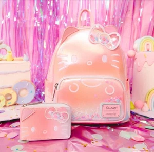 Hello Kitty 50th Anniversary Loungefly Mini Backpack & Wallet Universal Studios - Picture 1 of 12