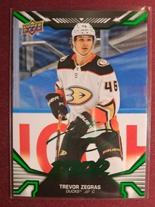 Trevor Zegras GREEN SCRIPT 2022-23 Upper Deck MVP #199 Anaheim Ducks NHL Card