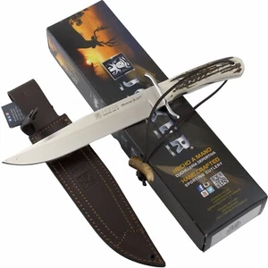 Joker Knives Stag Bone Handle Bowie 9.45 Fixed Knife 14.5" Overall Bohler N695 - Picture 1 of 4