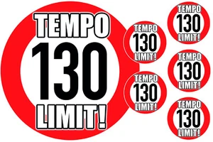 130 km/h TEMPOLIMIT! 5 x Aufkleber + 5 x Button Pack - Bild 1 von 1